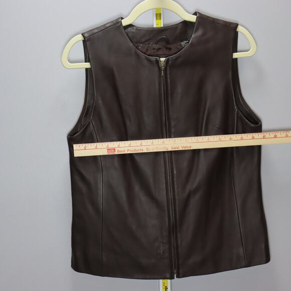 Valerie by Valerie Stevens Brown Leather Zip Front Vest Size M - Picture 3 of 4